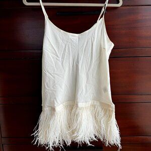 J.Crew Ivory Silk Blouse with Plume Frills